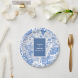 Plato De Papel Boda de Blue Watercolor Botanals Florals