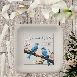 Plato De Papel Boda de Bluebirds de primavera