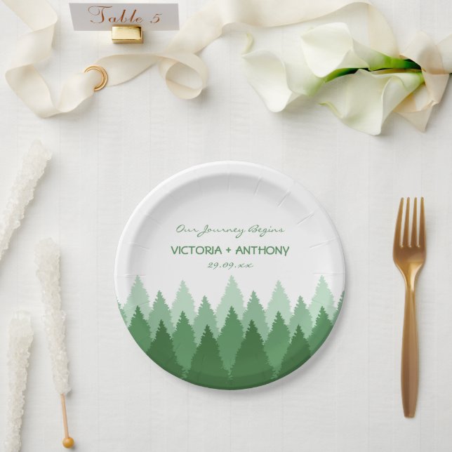 Plato De Papel Boda de bosques de la gama de bosques verdes (Boda)