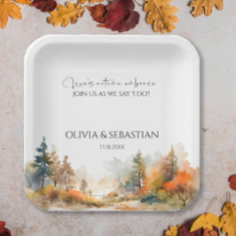 Plato De Papel Boda de Bosques de Otoño Rústico