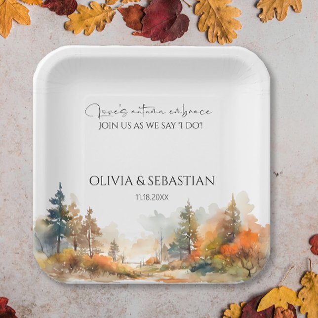 Plato De Papel Boda de Bosques de Otoño Rústico (Subido por el creador)