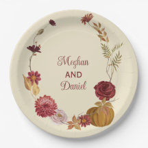 Boda de calabaza floral de otoño rústico