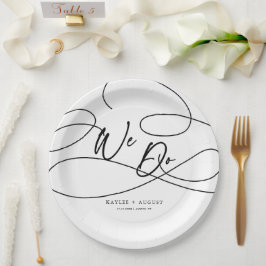Plato De Papel Boda de caligrafía con guión mínimo de diseño "Lo 