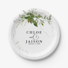 Plato De Papel Boda de caligrafía de color de agua de origen vege