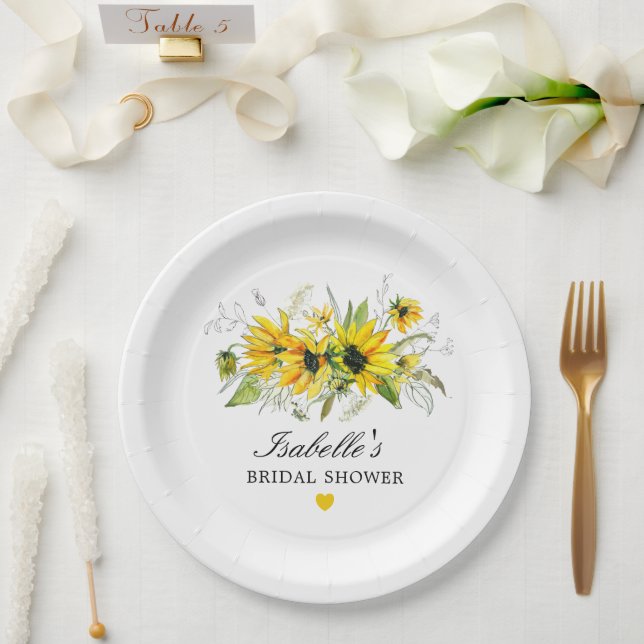 Plato De Papel Boda de Campo Amarillo Girasol (Boda)