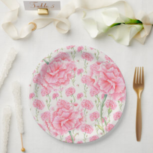 Plato De Papel Boda de Clavel Rosa 