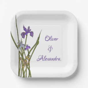 Plato De Papel Boda de color azul de iris morado