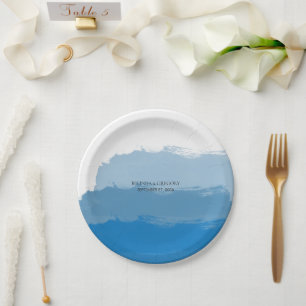 Plato De Papel Boda de color azul de la playa