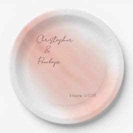 Plato De Papel Boda de color de agua Rubor de caligrafía minimali