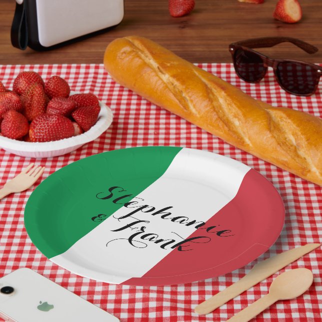 Plato De Papel Boda de colores de la bandera de Italia (Picnic)
