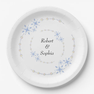 Plato De Papel Boda de copo de nieve de invierno