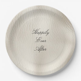 Plato De Papel Boda de cuero falso de crema blanca