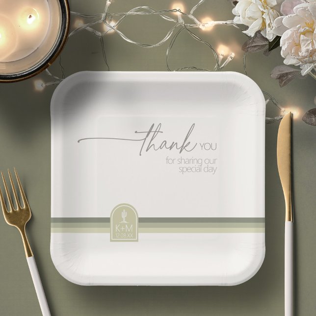 Plato De Papel Boda de Desierto Vibes Gracias Sage Green ID1019 (Subido por el creador)