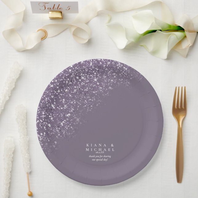 Plato De Papel Boda de destellos Rosa oscuro ID889 (Boda)