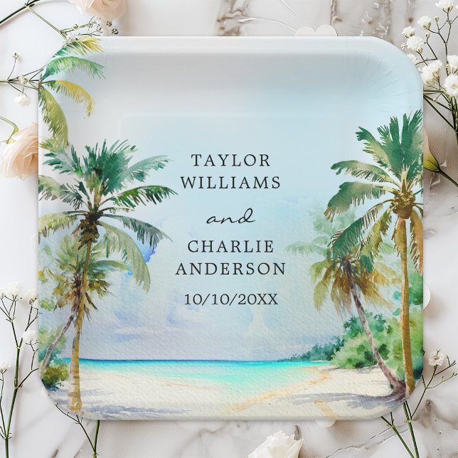 Plato De Papel Boda de destino de playa tropical (Subido por el creador)