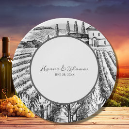 Plato De Papel Boda de Destino en la Viña Casual Country Vineyard