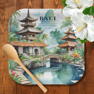 Plato De Papel Boda de Destino Tropical Asiático en Bali Indonesi