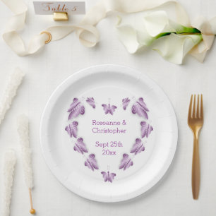 Plato De Papel Boda de diseño de mariposas moradas