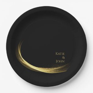 Plato De Papel Boda de elegancia dorada