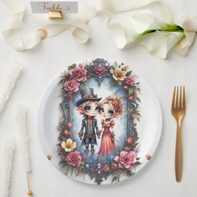 Plato De Papel Boda de Elfo Caprichosa Steampunk  (Boda)
