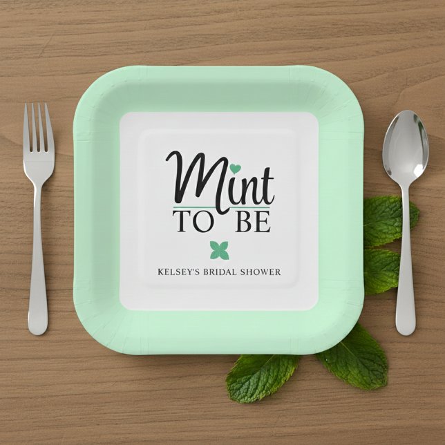 Plato De Papel Boda de Ensueño para Novia en la Ducha Nupcial (Mint to Be Wedding Bridal Shower Paper Plates)