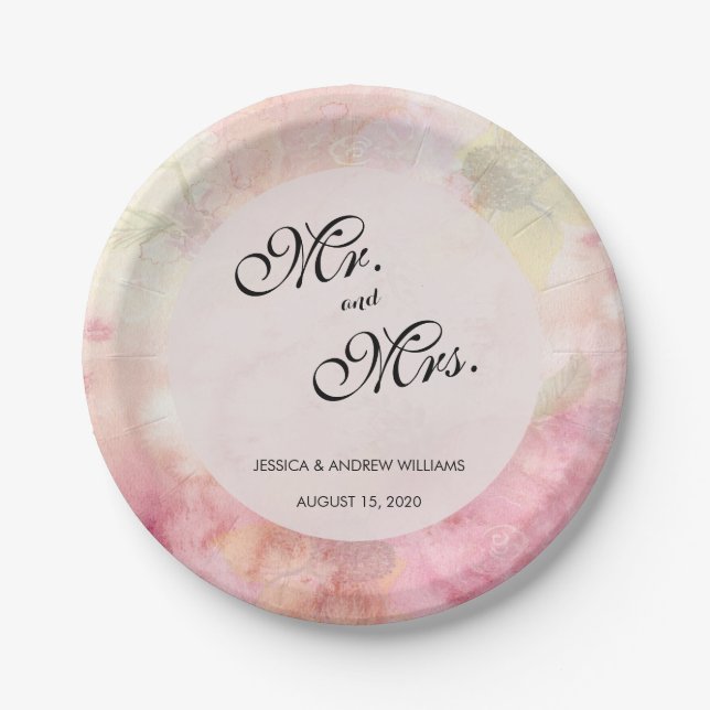 Plato De Papel Boda de ensueño romántico (Anverso)