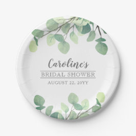 Plato De Papel Boda de Eucalipto de Greenery Moderna