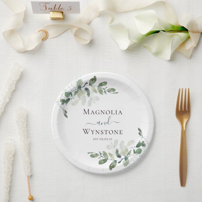 Plato De Papel Boda de Eucalyptus Greenery (Boda)