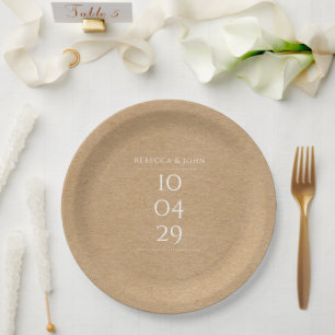 Plato De Papel Boda de Fecha Especial Rústica