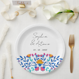Plato De Papel Boda de Fiesta Floral Mexicana Vibrante