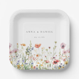 Plato De Papel Boda de flores silvestres