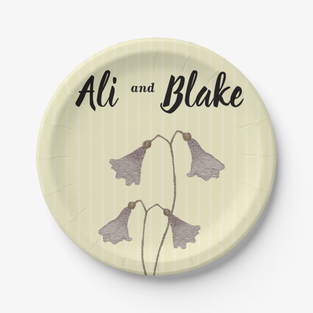 Plato De Papel Boda de flores silvestres acuarelas (Anverso)