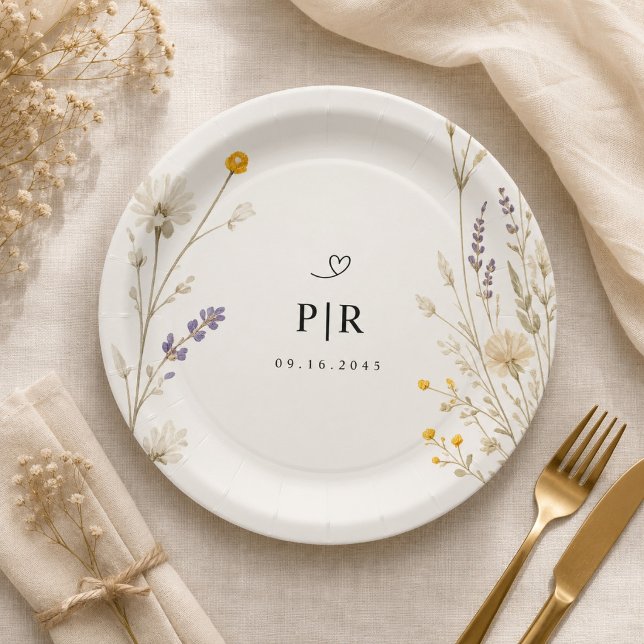 Plato De Papel Boda de flores silvestres elegantes (Subido por el creador)
