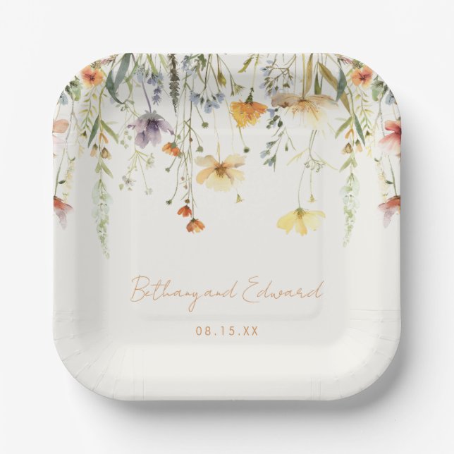 Plato De Papel Boda de flores silvestres rusas (Anverso)