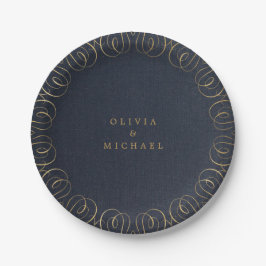 Plato De Papel Boda de floritura caligráfica vintage elegante de