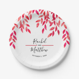 Plato De Papel Boda de follaje rosado caliente