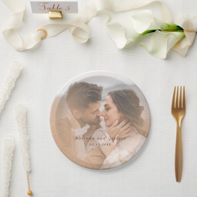 Plato De Papel Boda de Foto Moderna (Boda)
