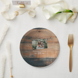 Plato De Papel Boda de fotos de Rustic Wood
