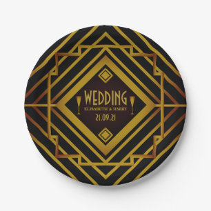 Plato De Papel Boda de Gatsby Gold 2020