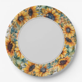 Plato De Papel Boda de girasol ruso