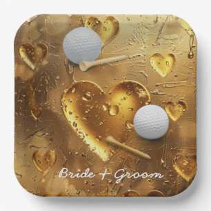 Plato De Papel Boda de golf novio nombre con pelota de golf