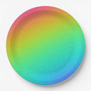 Plato De Papel Boda de gradiente de arcoiris brillante