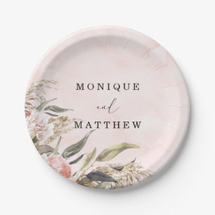 Plato De Papel Boda de Grado Boho Pink Peony Pampas