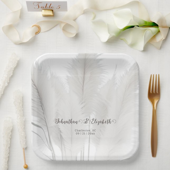 Plato De Papel Boda de Grass Boho Pampas (Boda)