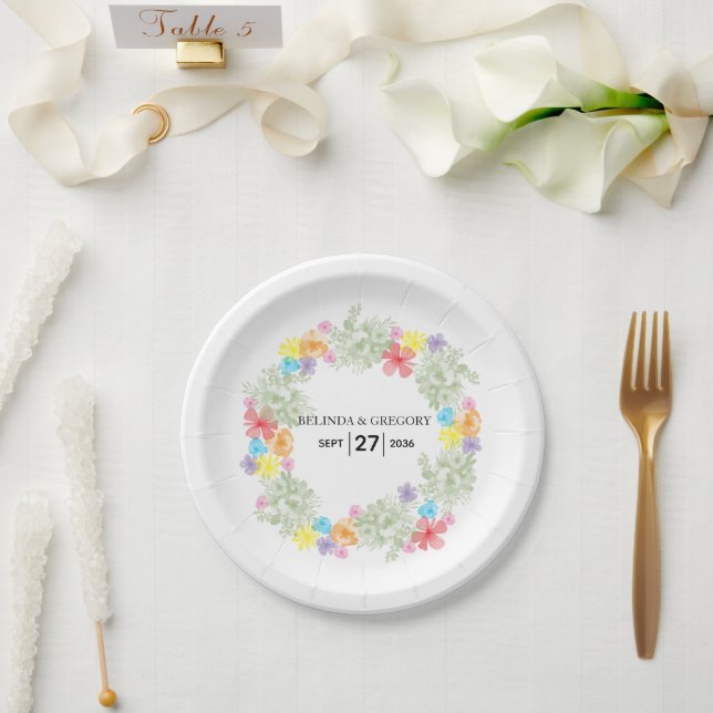 Plato De Papel Boda de guirnaldas florales rusas (Boda)