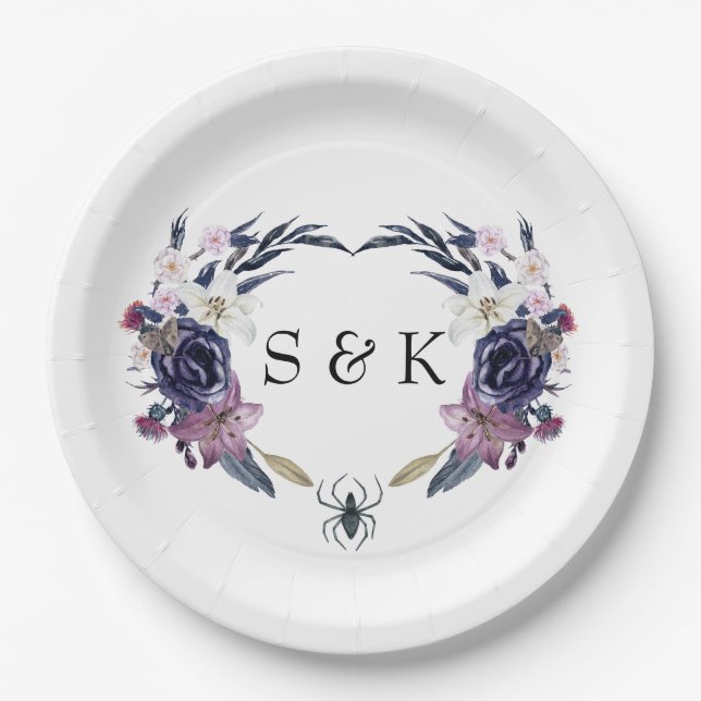 Plato De Papel Boda de Halloween (Anverso)