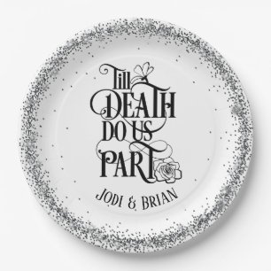 Plato De Papel Boda de Halloween Hasta que la Muerte nos Separe