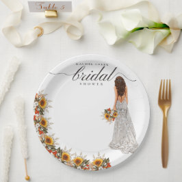 Plato De Papel Boda de hierba de Pampas Gown Boho Bridal Shower