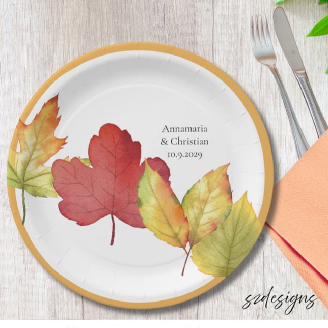 Plato De Papel Boda de Hojas de Otoño  (Subido por el creador)