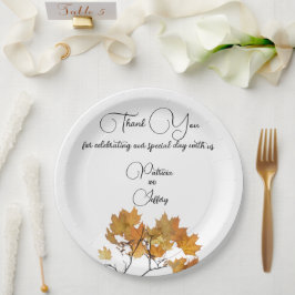Plato De Papel Boda de hojas de otoño artísticas